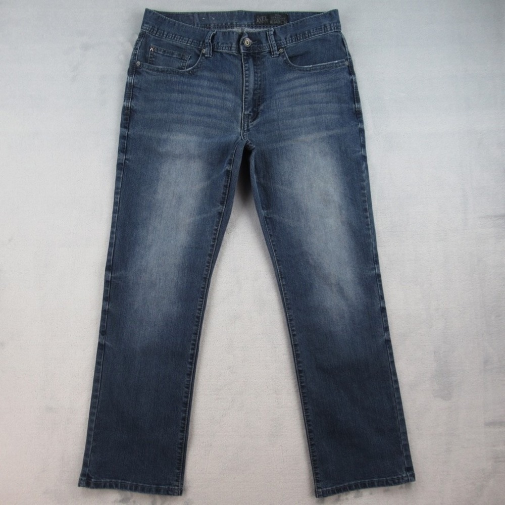 Axel Mens Slim Straight Jeans Blue Denim Stretch Size 34x32